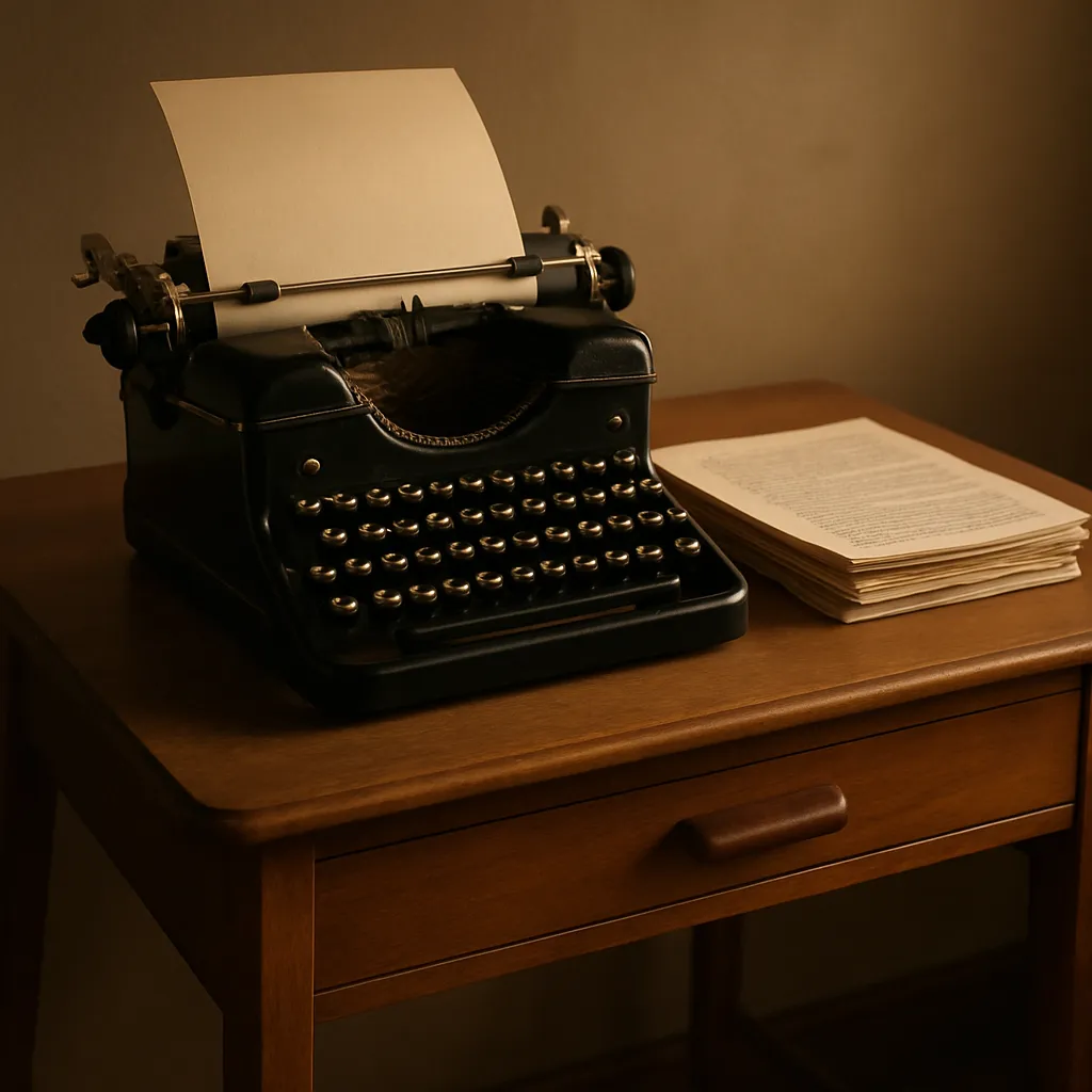 Hemingway-era typewriter and manuscript